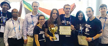 The CSIR-CHPC’s winning team, under the supervision of David Macleod and Matthew Cawood, were: Andries Bingani – University of the Witwatersrand (Wits), Ashley Naud&#233; – Stellenbosch University, Avraham Bank – Wits, Craig Bester – Wits, Sabeehah Ismail – Wits, Leanne Johnson – Stellenbosch University; and reserves Kayla-Jade Butkow – Wits, and Bakhekile Ndlovu – Wits.
